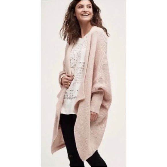 Anthropologie Sweaters - Anthropologie Dusty Pink Open-Front Oversized Cardigan